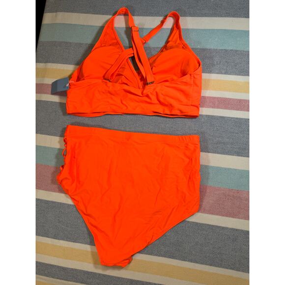 NWT Yonique Neon Orange High-Rise Bikini - Size 16W - Picture 4 of 10
